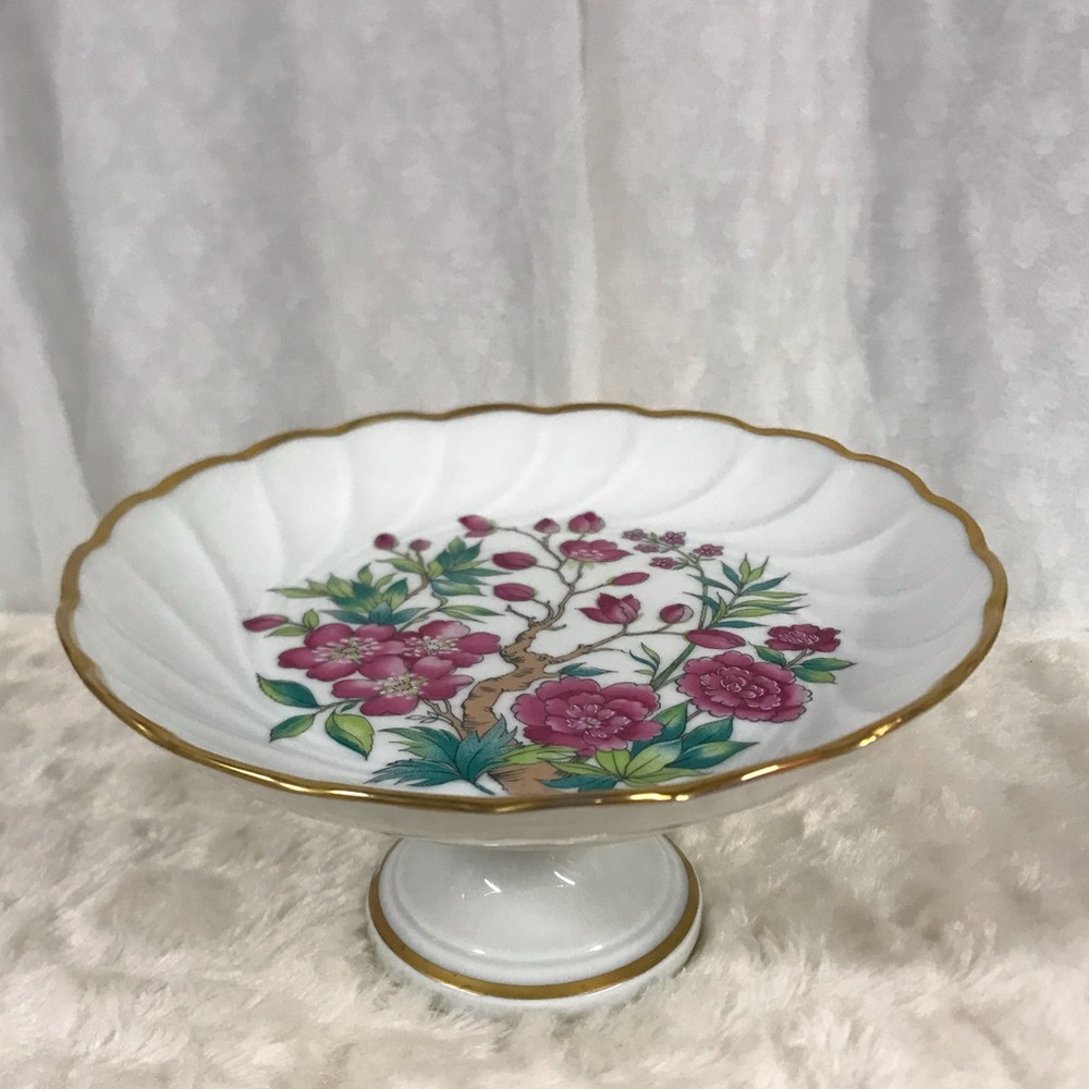 Vintage Limoges France Pink Flower Compote Dish